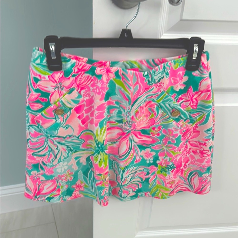 Lilly Pulitzer Pink and Green Floral Skort